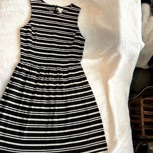 Cute, tan and black, striped jcrew dress